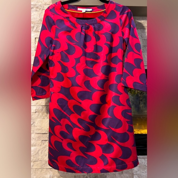 Boden size 4 Pink and violet Long Sleeve Sheath dress - Picture 1 of 9